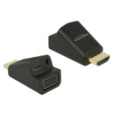 DELOCK αντάπτορας HDMI σε VGA & 3.5mm/micro USB 65895, 1080p, μαύρος