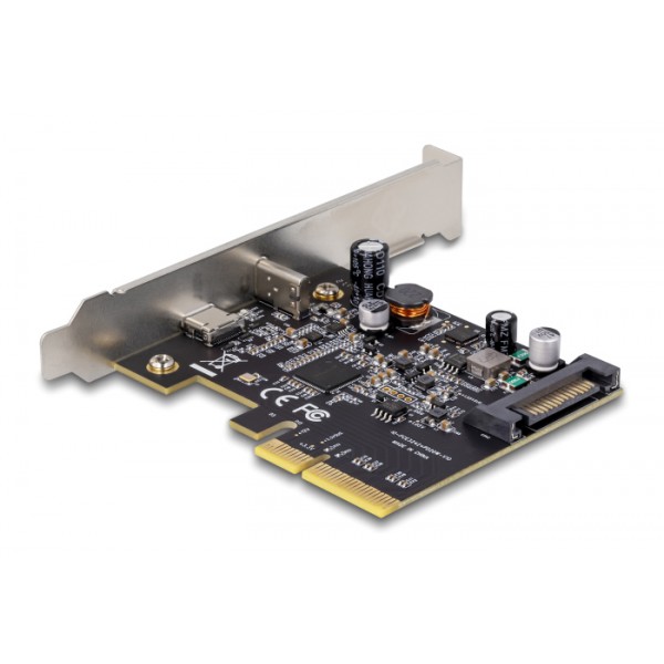 DELOCK κάρτα επέκτασης PCI x4 σε USB-C & USB-C PD 90074, 20W, 20Gbps