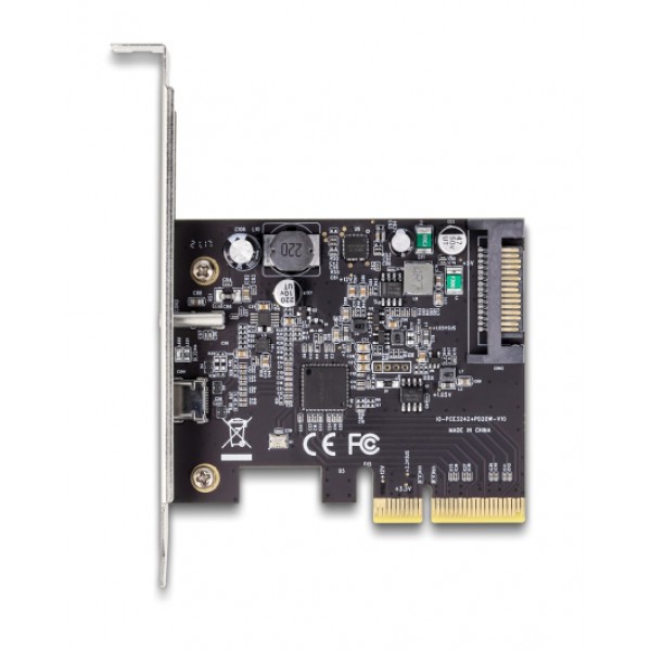 DELOCK κάρτα επέκτασης PCI x4 σε USB-C & USB-C PD 90074, 20W, 20Gbps