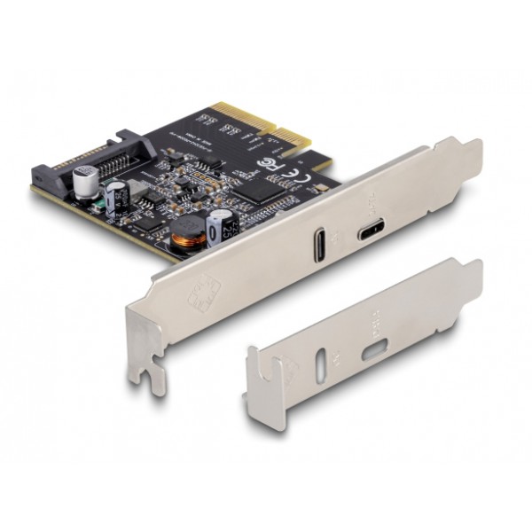DELOCK κάρτα επέκτασης PCI x4 σε USB-C & USB-C PD 90074, 20W, 20Gbps