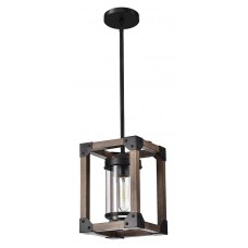 POWERTECH φωτιστικό οροφής HLL-0055, E27, 25x18cm, μέταλλο & ξύλο, μαύρο