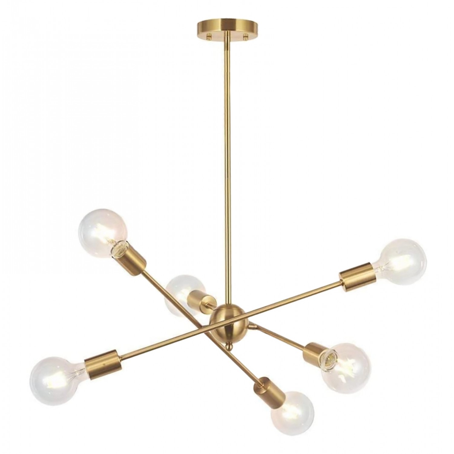 POWERTECH φωτιστικό οροφής HLL-0062, 6x E27, 59cm, μεταλλικό, χρυσό