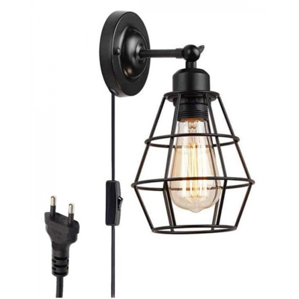 POWERTECH φωτιστικό τοίχου HLL-0059, E27, Φ15, μεταλλικό, μαύρο