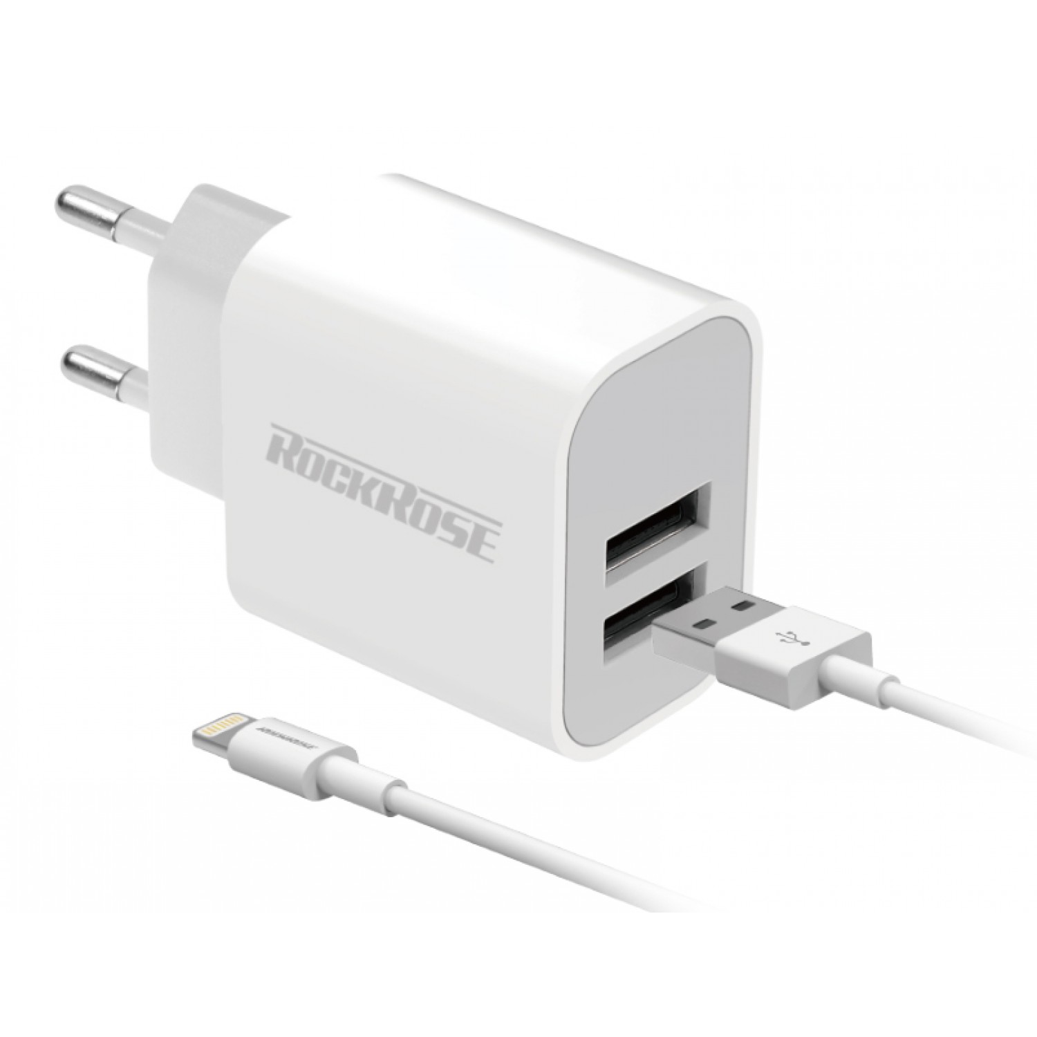 ROCKROSE φορτιστής τοίχου RRTCC02LEU καλώδιο Lightning, 2xUSB 12W, λευκό ROCKROSE φορτιστής τοίχου RRTCC02LEU καλώδιο Lightning, 2xUSB 12W, λευκό