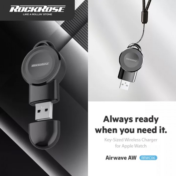 ROCKROSE ασύρματος φορτιστής RRWC06 για Apple Watch, 2.5W, μαύρος ROCKROSE ασύρματος φορτιστής RRWC06 για Apple Watch, 2.5W, μαύρος