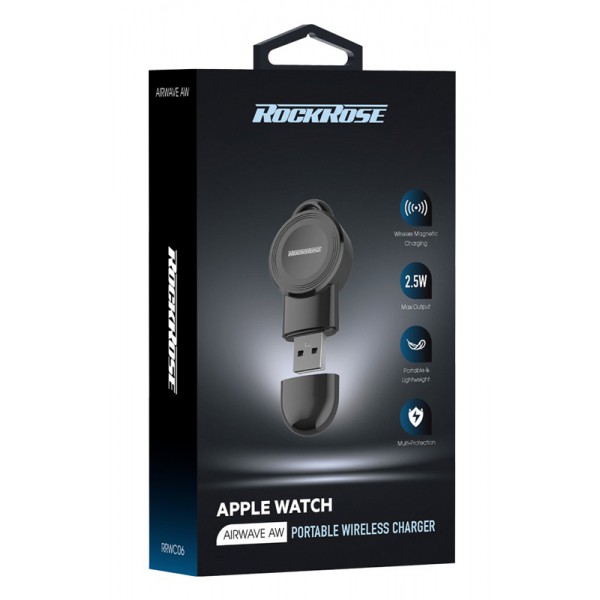 ROCKROSE ασύρματος φορτιστής RRWC06 για Apple Watch, 2.5W, μαύρος ROCKROSE ασύρματος φορτιστής RRWC06 για Apple Watch, 2.5W, μαύρος