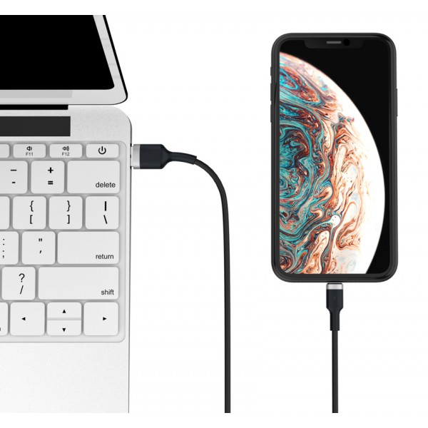 POWERTECH καλώδιο USB σε Lightning metal PTR-0095, 15W 3A, 1m, μαύρο POWERTECH καλώδιο USB σε Lightning metal PTR-0095, 15W 3A, 1m, μαύρο