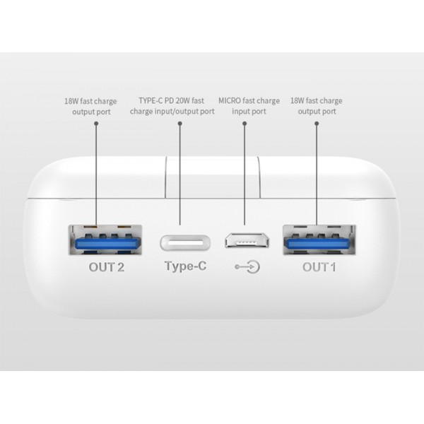GOLF power bank G93PD, 20000mAh, 3x output, 20W, PD & QC 3.0, μαύρο GOLF power bank G93PD, 20000mAh, 3x output, 20W, PD & QC 3.0, μαύρο