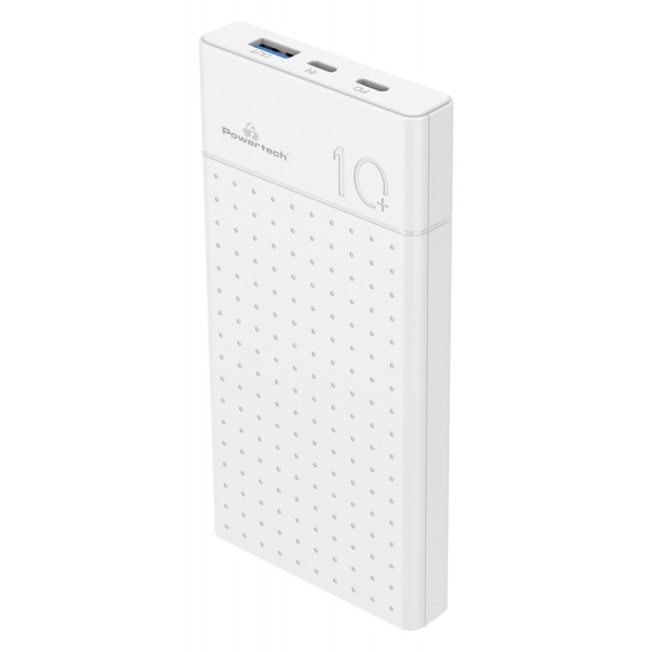 POWERTECH power bank PT-1002 10000mAh, 2x output, PD 20W & QC 18W, λευκό