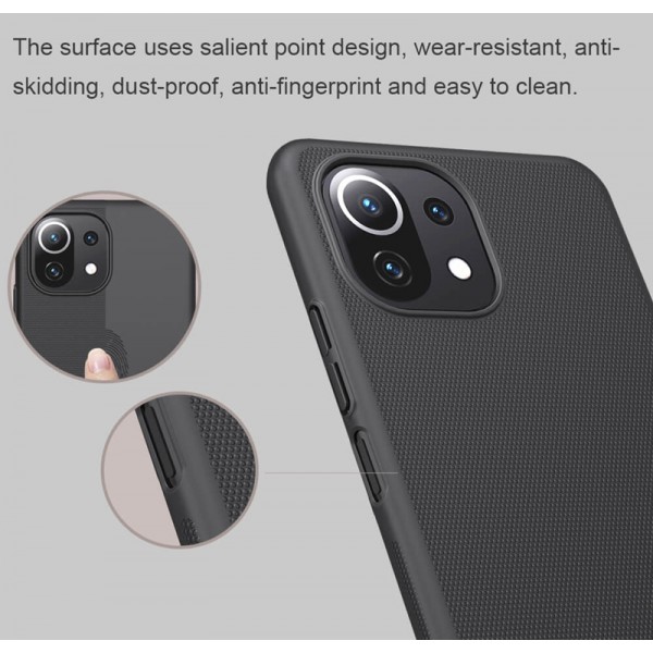 NILLKIN θήκη Super Frosted Shield για Xiaomi 11 Lite 4G/5G, μαύρη NILLKIN θήκη Super Frosted Shield για Xiaomi 11 Lite 4G/5G, μαύρη