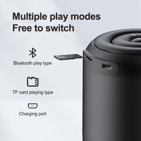 JOYROOM φορητό ηχείο JR-ML01, 5W, BT/micro SD, 2200mAh, IPX4, μαύρο JOYROOM φορητό ηχείο JR-ML01, 5W, BT/micro SD, 2200mAh, IPX4, μαύρο