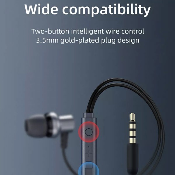 JOYROOM earphones με μικρόφωνο JR-EL115, 3.5mm, 1.2m, μαύρα
