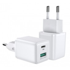 JOYROOM φορτιστής τοίχου L-QP303, USB-C & USB, PD & QC, 30W, λευκός