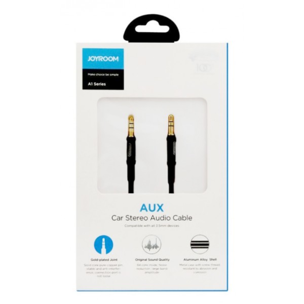 JOYROOM καλώδιο ήχου 3.5mm SY-10A1, AUX, 1m, μαύρο JOYROOM καλώδιο ήχου 3.5mm SY-10A1, AUX, 1m, μαύρο