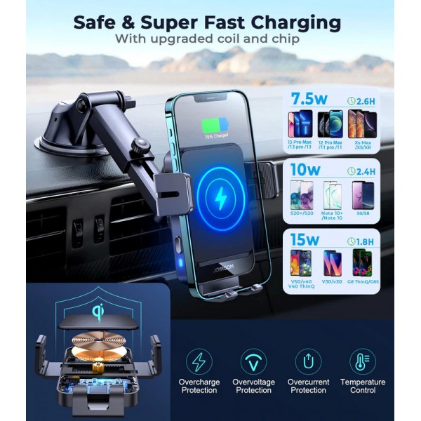 JOYROOM ασύρματος φορτιστής & βάση αυτοκινήτου JR-ZS219, 15W, μαύρος JOYROOM ασύρματος φορτιστής & βάση αυτοκινήτου JR-ZS219, 15W, μαύρος