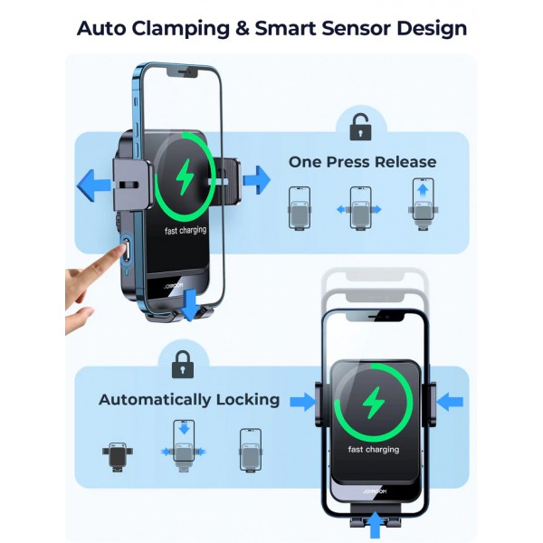 JOYROOM ασύρματος φορτιστής & βάση αυτοκινήτου JR-ZS219, 15W, μαύρος JOYROOM ασύρματος φορτιστής & βάση αυτοκινήτου JR-ZS219, 15W, μαύρος