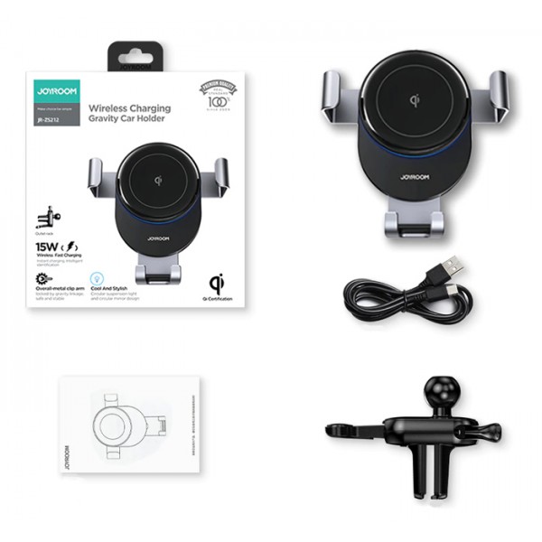 JOYROOM ασύρματος φορτιστής & βάση αυτοκινήτου JR-ZS212-AO, 15W, γκρι JOYROOM ασύρματος φορτιστής & βάση αυτοκινήτου JR-ZS212-AO, 15W, γκρι