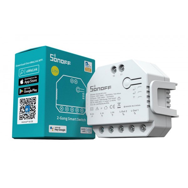 SONOFF smart διακόπτης DUALR3 Lite, 2-Gang, Wi-Fi, 15A, λευκός SONOFF smart διακόπτης DUALR3 Lite, 2-Gang, Wi-Fi, 15A, λευκός