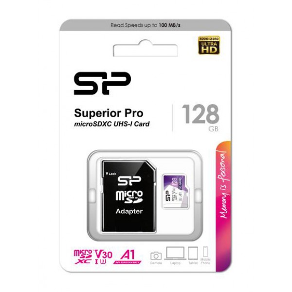 SILICON POWER κάρτα μνήμης Superior Pro microSDXC UHS-I, 128GB, Class 30