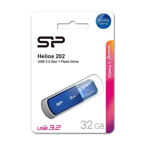 SILICON POWER USB Flash Drive Helios 202, 32GB, USB 3.2, μπλε SILICON POWER USB Flash Drive Helios 202, 32GB, USB 3.2, μπλε