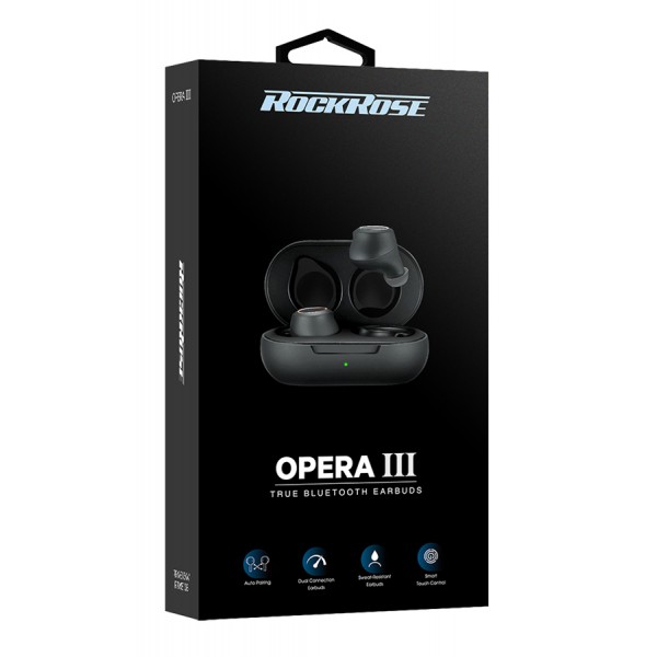 ROCKROSE earbuds Opera III με θήκη φόρτισης, True Wireless, λευκά