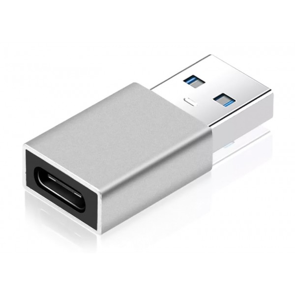 POWERTECH αντάπτορας USB 3.0 σε USB-C PTH-063, 5Gbps, ασημί POWERTECH αντάπτορας USB 3.0 σε USB-C PTH-063, 5Gbps, ασημί