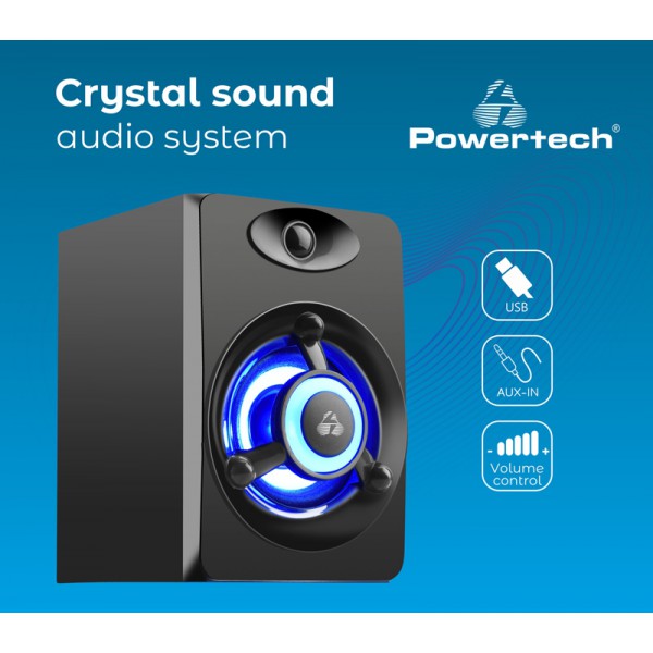 POWERTECH ηχεία Crystal sound PT-842, 2x 3W, 3.5mm, μαύρα POWERTECH ηχεία Crystal sound PT-842, 2x 3W, 3.5mm, μαύρα