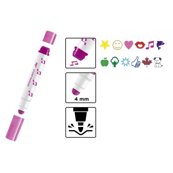 MP σετ χρωματιστών μαρκαδόρων με διπλή μύτη PP876, 4mm & στάμπα, 12τμχ MP σετ χρωματιστών μαρκαδόρων με διπλή μύτη PP876, 4mm & στάμπα, 12τμχ