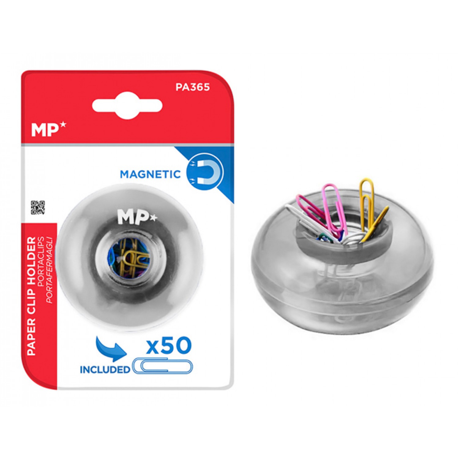MP πολύχρωμοι συνδετήρες PA365 με λευκή μαγνητική βάση, 50τμχ MP πολύχρωμοι συνδετήρες PA365 με λευκή μαγνητική βάση, 50τμχ