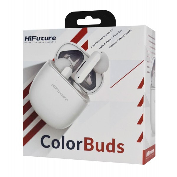 HIFUTURE earphones με θήκη φόρτισης ColorBuds, True Wireless, λευκά HIFUTURE earphones με θήκη φόρτισης ColorBuds, True Wireless, λευκά