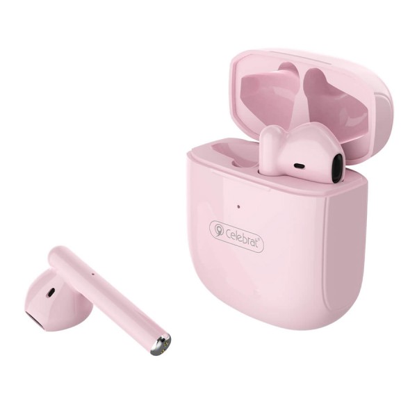 CELEBRAT earphones με θήκη φόρτισης W16, True Wireless, ροζ CELEBRAT earphones με θήκη φόρτισης W16, True Wireless, ροζ