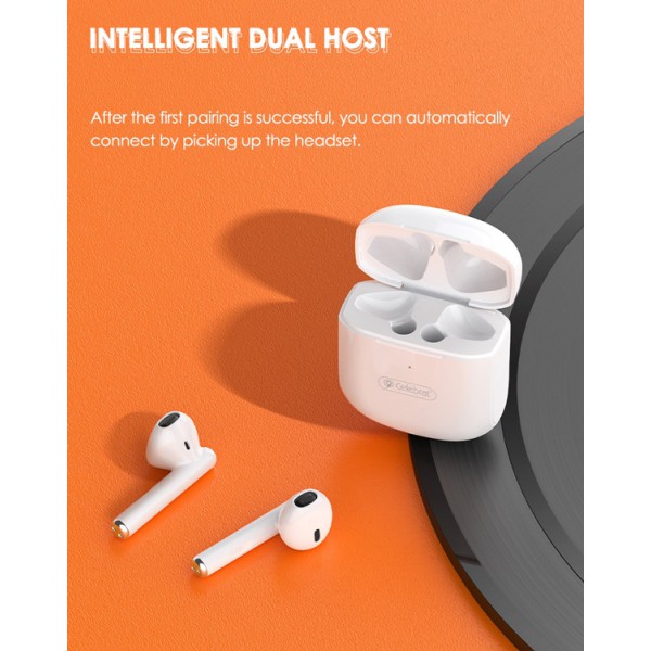 CELEBRAT earphones με θήκη φόρτισης W16, True Wireless, λευκά CELEBRAT earphones με θήκη φόρτισης W16, True Wireless, λευκά