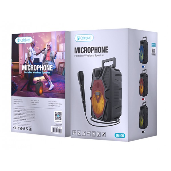 CELEBRAT φορητό ηχείο OS-06 με μικρόφωνο, 5W 1200mAh, Bluetooth, κόκκινο CELEBRAT φορητό ηχείο OS-06 με μικρόφωνο, 5W 1200mAh, Bluetooth, κόκκινο