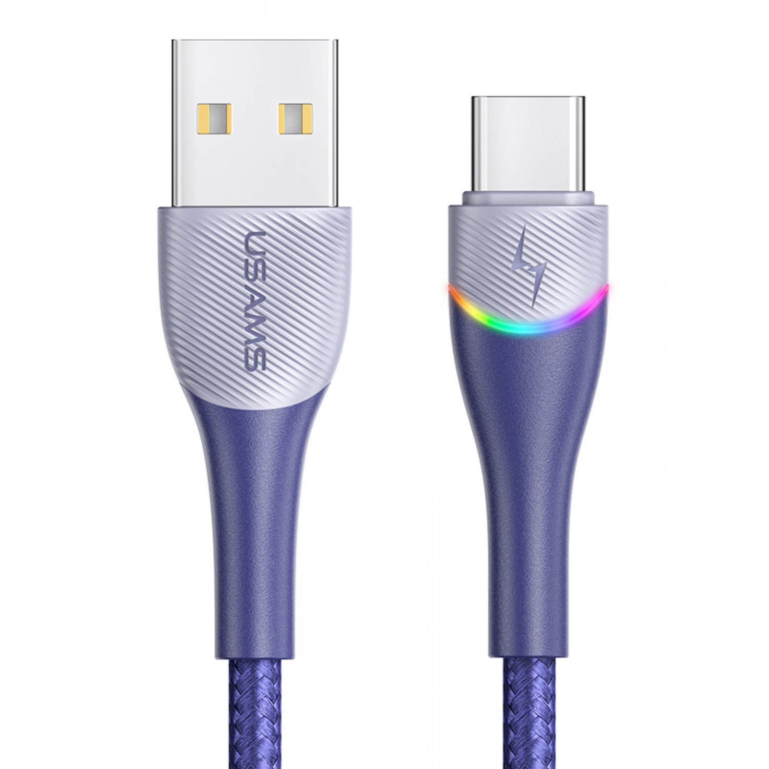 USAMS καλώδιο USB-C σε USB US-SJ542 με RGB φωτισμό, 3A, 1.2m, μπλε USAMS καλώδιο USB-C σε USB US-SJ542 με RGB φωτισμό, 3A, 1.2m, μπλε