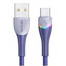 USAMS καλώδιο USB-C σε USB US-SJ542 με RGB φωτισμό, 3A, 1.2m, μπλε