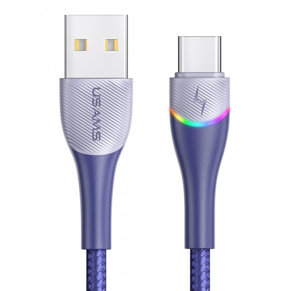 USAMS καλώδιο USB-C σε USB US-SJ542 με RGB φωτισμό, 3A, 1.2m, μπλε USAMS καλώδιο USB-C σε USB US-SJ542 με RGB φωτισμό, 3A, 1.2m, μπλε