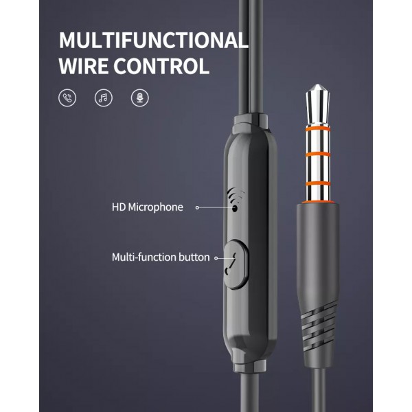 YISON earphones με μικρόφωνο X4, 3.5mm, 1.2m, μαύρα