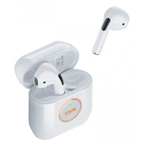 YISON earphones με θήκη φόρτισης T8, True Wireless, λευκά YISON earphones με θήκη φόρτισης T8, True Wireless, λευκά