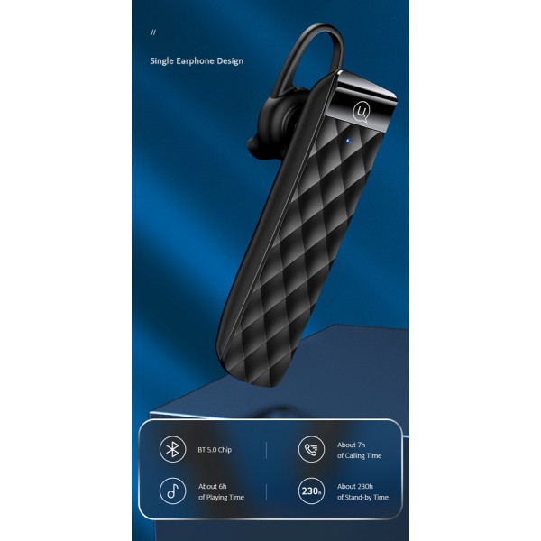 USAMS Bluetooth μονό earphone BT1, BT 5.0, μαύρο