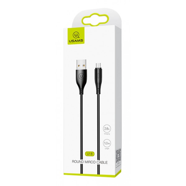 USAMS καλώδιο Micro USB σε USB US-SJ268, 2A, 1m, μαύρο USAMS καλώδιο Micro USB σε USB US-SJ268, 2A, 1m, μαύρο