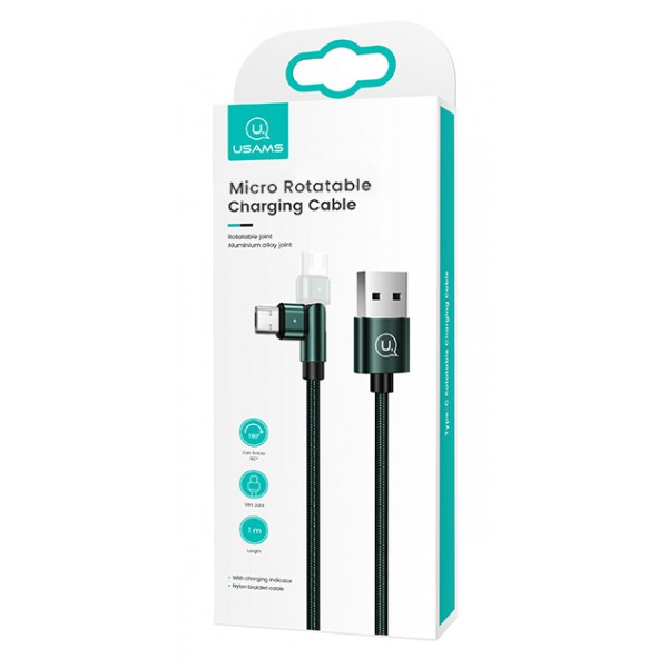 USAMS καλώδιο Micro USB σε USB SJ478, περιστρεφόμενο, 2A, 1m, πράσινο USAMS καλώδιο Micro USB σε USB SJ478, περιστρεφόμενο, 2A, 1m, πράσινο