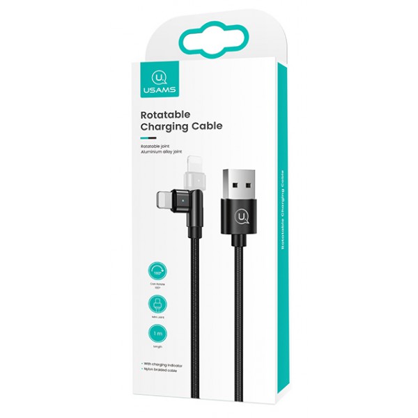 USAMS καλώδιο Lightning σε USB US-SJ476, περιστρεφόμενο, 2.1A, 1m, μαύρο USAMS καλώδιο Lightning σε USB US-SJ476, περιστρεφόμενο, 2.1A, 1m, μαύρο