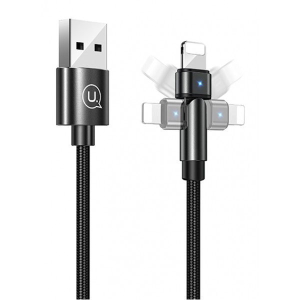 USAMS καλώδιο Lightning σε USB US-SJ476, περιστρεφόμενο, 2.1A, 1m, μαύρο USAMS καλώδιο Lightning σε USB US-SJ476, περιστρεφόμενο, 2.1A, 1m, μαύρο
