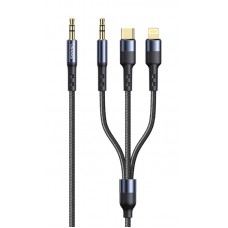 USAMS καλώδιο ήχου 3.5mm σε Lightning/USB-C/3.5mm US-SJ556, 1.2m, μαύρο