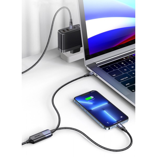 USAMS καλώδιο USB-C σε USB-C & Lightning US-SJ550, PD 100W, 1.2m, μαύρο USAMS καλώδιο USB-C σε USB-C & Lightning US-SJ550, PD 100W, 1.2m, μαύρο