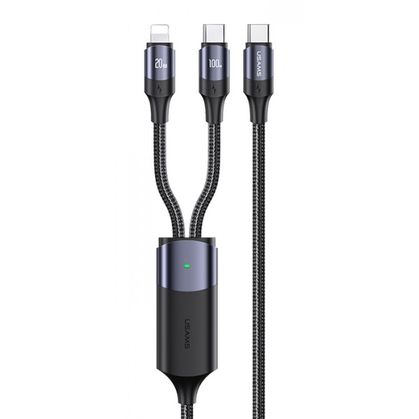 USAMS καλώδιο USB-C σε USB-C & Lightning US-SJ550, PD 100W, 1.2m, μαύρο USAMS καλώδιο USB-C σε USB-C & Lightning US-SJ550, PD 100W, 1.2m, μαύρο