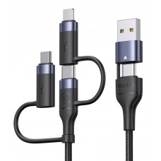 USAMS καλώδιο USB-C/USB σε USB-C/Micro/Lightning SJ547, 60W, 1.2m, μαύρο