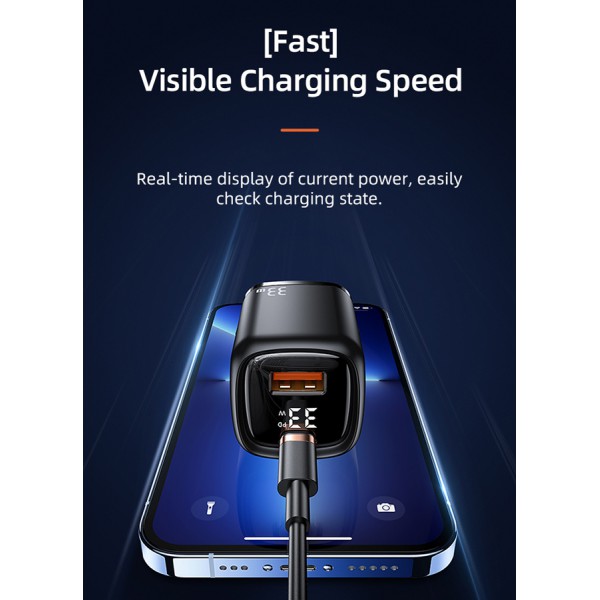 USAMS φορτιστής τοίχου UDTZ01, καλώδιο Lightning, USB-C/USB 33W, μαύρος USAMS φορτιστής τοίχου UDTZ01, καλώδιο Lightning, USB-C/USB 33W, μαύρος