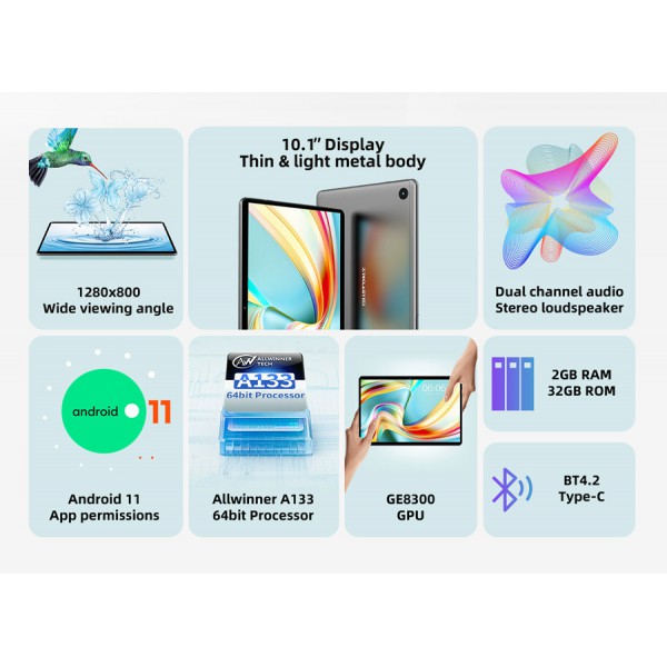 TECLAST tablet P25, 10.1" HD, 2/32GB, Android 11 Go, γκρι TECLAST tablet P25, 10.1" HD, 2/32GB, Android 11 Go, γκρι