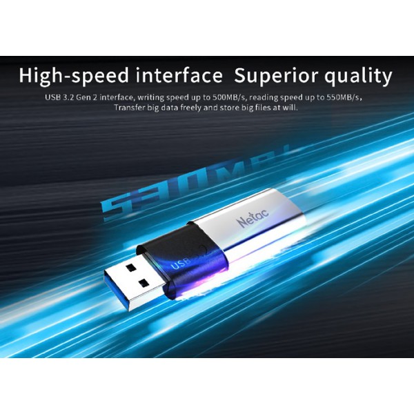 NETAC USB Flash Drive US2, 256GB, USB 3.2, ασημί NETAC USB Flash Drive US2, 256GB, USB 3.2, ασημί